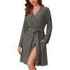 imageEkouaer Robes for Women Short Knit Bathrobe Lightweight Kimono Robe Knee Length Loungewear SXXLDark Grey