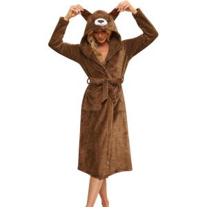 imageEkouaer Womens Robe Cute Animal Bathrobes Full Length Soft House Coat with Hood for Adult SXXLBrown Bear