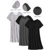 imageEkouaer 3 Pack Nightgowns for Women Short Sleeve Sleepshirt Button Down Nightshirt Soft Pajamas Dress Casual SleepwearBlackGreyLight Grey Coffee