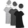 imageEkouaer 3 Pack Nightgowns for Women Short Sleeve Sleepshirt Button Down Nightshirt Soft Pajamas Dress Casual SleepwearBlackGreyLight Grey Stripe