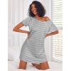 imageEkouaer 3 Pack Nightgowns for Women Short Sleeve Sleepshirt Button Down Nightshirt Soft Pajamas Dress Casual SleepwearBlackGreyLight Grey Stripe