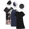 imageEkouaer 3 Pack Nightgowns for Women Short Sleeve Sleepshirt Button Down Nightshirt Soft Pajamas Dress Casual SleepwearBlackNavyPink Floral