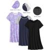 imageEkouaer 3 Pack Nightgowns for Women Short Sleeve Sleepshirt Button Down Nightshirt Soft Pajamas Dress Casual SleepwearBlackNavyPurple Stars