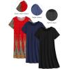 imageEkouaer 3 Pack Nightgowns for Women Short Sleeve Sleepshirt Button Down Nightshirt Soft Pajamas Dress Casual SleepwearBlackNavyRed Feather