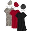 imageEkouaer 3 Pack Nightgowns for Women Short Sleeve Sleepshirt Button Down Nightshirt Soft Pajamas Dress Casual SleepwearBlackWine RedLeopard