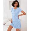 imageEkouaer 3 Pack Nightgowns for Women Short Sleeve Sleepshirt Button Down Nightshirt Soft Pajamas Dress Casual SleepwearBlue FloralNavyBlack