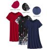 imageEkouaer 3 Pack Nightgowns for Women Short Sleeve Sleepshirt Button Down Nightshirt Soft Pajamas Dress Casual SleepwearNavyBlack ButterflyWine Red