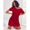 imageEkouaer 3 Pack Nightgowns for Women Short Sleeve Sleepshirt Button Down Nightshirt Soft Pajamas Dress Casual SleepwearNavyBlack ButterflyWine Red