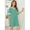 imageEkouaer Nightgowns for Women 2 Pack Sleepshirts Short Sleeve Nightshirt V Neck Sleepwear Casual Pajama DressBlackGrey Green