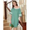 imageEkouaer Nightgowns for Women 2 Pack Sleepshirts Short Sleeve Nightshirt V Neck Sleepwear Casual Pajama DressBlackGrey Green