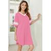 imageEkouaer Nightgowns for Women 2 Pack Sleepshirts Short Sleeve Nightshirt V Neck Sleepwear Casual Pajama DressBlackHot Pink