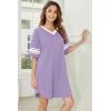 imageEkouaer Nightgowns for Women 2 Pack Sleepshirts Short Sleeve Nightshirt V Neck Sleepwear Casual Pajama DressBlackLilac