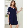 imageEkouaer Nightgowns for Women 2 Pack Sleepshirts Short Sleeve Nightshirt V Neck Sleepwear Casual Pajama DressBlackNavy Blue