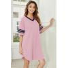 imageEkouaer Nightgowns for Women 2 Pack Sleepshirts Short Sleeve Nightshirt V Neck Sleepwear Casual Pajama DressBlackPink