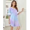 imageEkouaer Nightgowns for Women 2 Pack Sleepshirts Short Sleeve Nightshirt V Neck Sleepwear Casual Pajama DressBlackTie Dye