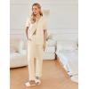 imageEkouaer Ruffle Pajamas for Women Set 2 Piece Button Up Pj Sets Soft Pants Lounge Set LoungewearBeige