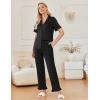 imageEkouaer Ruffle Pajamas for Women Set 2 Piece Button Up Pj Sets Soft Pants Lounge Set LoungewearBlack