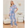 imageEkouaer Ruffle Pajamas for Women Set 2 Piece Button Up Pj Sets Soft Pants Lounge Set LoungewearBlue Flowers