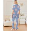 imageEkouaer Ruffle Pajamas for Women Set 2 Piece Button Up Pj Sets Soft Pants Lounge Set LoungewearBlue Flowers