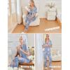 imageEkouaer Ruffle Pajamas for Women Set 2 Piece Button Up Pj Sets Soft Pants Lounge Set LoungewearBlue Flowers