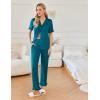 imageEkouaer Ruffle Pajamas for Women Set 2 Piece Button Up Pj Sets Soft Pants Lounge Set LoungewearBlue Green