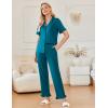 imageEkouaer Ruffle Pajamas for Women Set 2 Piece Button Up Pj Sets Soft Pants Lounge Set LoungewearBlue Green