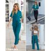 imageEkouaer Ruffle Pajamas for Women Set 2 Piece Button Up Pj Sets Soft Pants Lounge Set LoungewearBlue Green