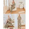 imageEkouaer Ruffle Pajamas for Women Set 2 Piece Button Up Pj Sets Soft Pants Lounge Set LoungewearCamel Leopard