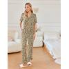 imageEkouaer Ruffle Pajamas for Women Set 2 Piece Button Up Pj Sets Soft Pants Lounge Set LoungewearCamel Leopard