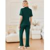 imageEkouaer Ruffle Pajamas for Women Set 2 Piece Button Up Pj Sets Soft Pants Lounge Set LoungewearGreen