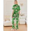 imageEkouaer Ruffle Pajamas for Women Set 2 Piece Button Up Pj Sets Soft Pants Lounge Set LoungewearGreen Palm Leaves