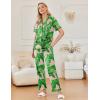 imageEkouaer Ruffle Pajamas for Women Set 2 Piece Button Up Pj Sets Soft Pants Lounge Set LoungewearGreen Palm Leaves