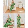 imageEkouaer Ruffle Pajamas for Women Set 2 Piece Button Up Pj Sets Soft Pants Lounge Set LoungewearGreen Palm Leaves