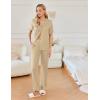 imageEkouaer Ruffle Pajamas for Women Set 2 Piece Button Up Pj Sets Soft Pants Lounge Set LoungewearLight Coffee