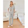 imageEkouaer Ruffle Pajamas for Women Set 2 Piece Button Up Pj Sets Soft Pants Lounge Set LoungewearLight Gray