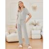 imageEkouaer Ruffle Pajamas for Women Set 2 Piece Button Up Pj Sets Soft Pants Lounge Set LoungewearLight Gray