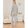 imageEkouaer Ruffle Pajamas for Women Set 2 Piece Button Up Pj Sets Soft Pants Lounge Set LoungewearLight Gray