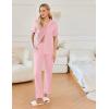 imageEkouaer Ruffle Pajamas for Women Set 2 Piece Button Up Pj Sets Soft Pants Lounge Set LoungewearLight Pink