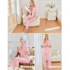 imageEkouaer Ruffle Pajamas for Women Set 2 Piece Button Up Pj Sets Soft Pants Lounge Set LoungewearLight Pink