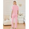 imageEkouaer Ruffle Pajamas for Women Set 2 Piece Button Up Pj Sets Soft Pants Lounge Set LoungewearLight Pink