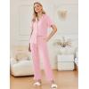 imageEkouaer Ruffle Pajamas for Women Set 2 Piece Button Up Pj Sets Soft Pants Lounge Set LoungewearLight Pink