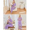 imageEkouaer Ruffle Pajamas for Women Set 2 Piece Button Up Pj Sets Soft Pants Lounge Set LoungewearLilac