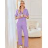 imageEkouaer Ruffle Pajamas for Women Set 2 Piece Button Up Pj Sets Soft Pants Lounge Set LoungewearLilac