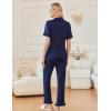 imageEkouaer Ruffle Pajamas for Women Set 2 Piece Button Up Pj Sets Soft Pants Lounge Set LoungewearNavy Blue