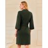 imageEkouaer Waffle Robes for Women Bathrobe Lightweight Knee Length 34 Sleeve Knit Bath Robes Female Loungewear with PocketsArmy Green