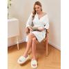 imageEkouaer Waffle Robes for Women Bathrobe Lightweight Knee Length 34 Sleeve Knit Bath Robes Female Loungewear with PocketsWhite