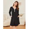 imageEkouaer Womens Nightgown Long Sleeve Sleepshirt Button Down Nightshirt V Neck Pajama Dress with Pockets SXXLBlack