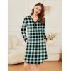 imageEkouaer Womens Nightgown Long Sleeve Sleepshirt Button Down Nightshirt V Neck Pajama Dress with Pockets SXXLGreen and Black Plaid