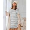 imageEkouaer Womens Nightgown Long Sleeve Sleepshirt Button Down Nightshirt V Neck Pajama Dress with Pockets SXXLLight Grey Stripe