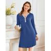 imageEkouaer Womens Nightgown Long Sleeve Sleepshirt Button Down Nightshirt V Neck Pajama Dress with Pockets SXXLNavy